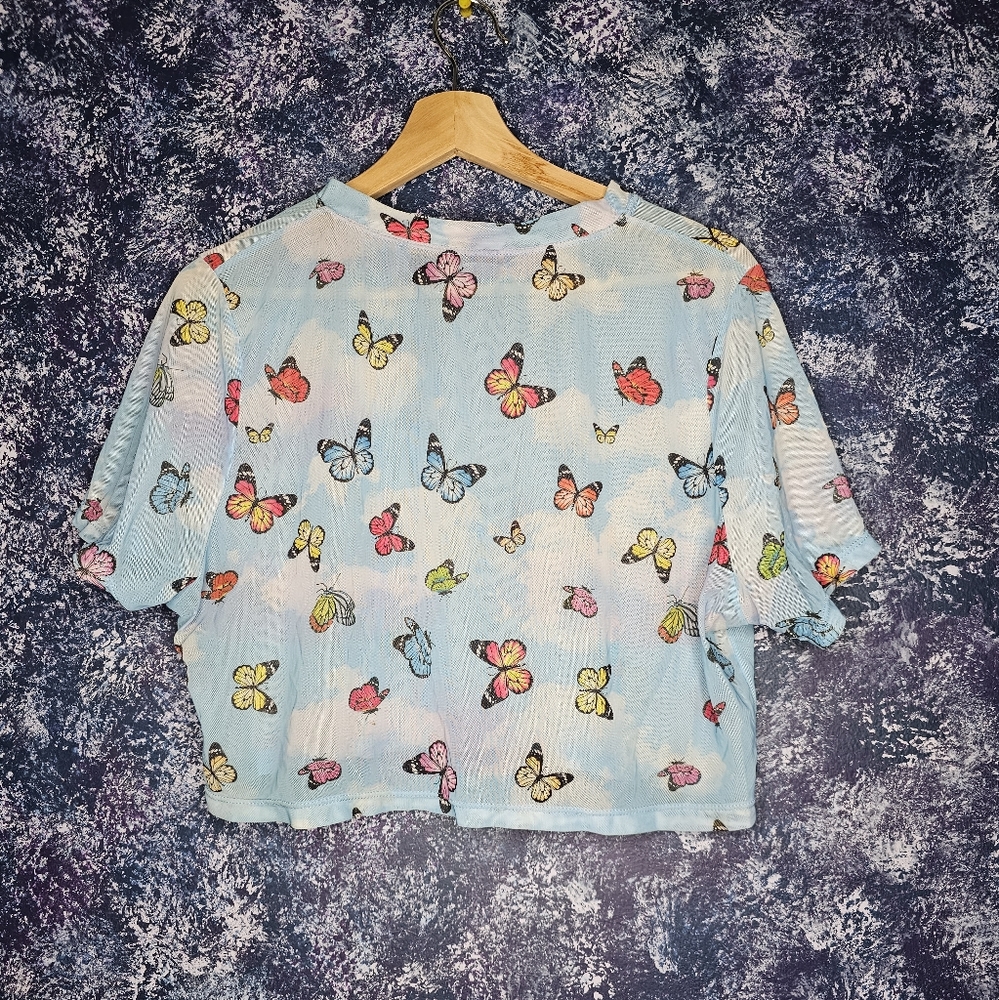 Mesh butterfly crop top